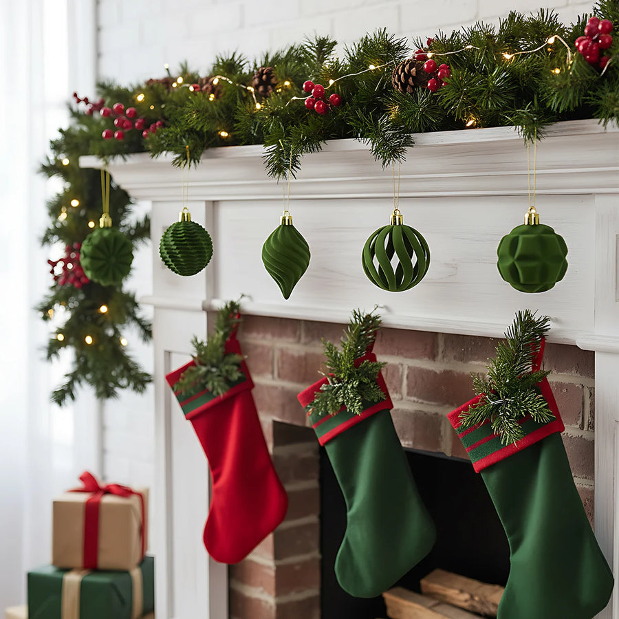 48-Piece Velvet Christmas Ornament Set Collection – 1.6–3.2in