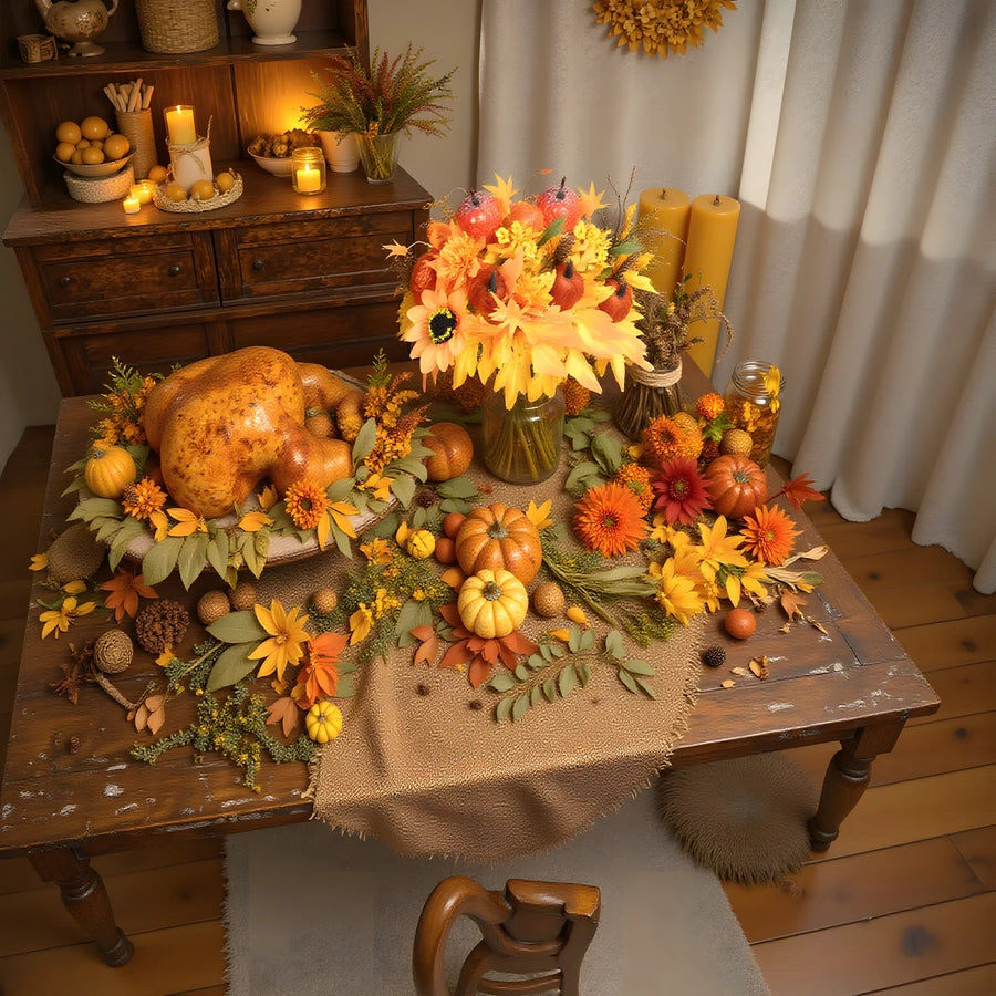 2-Bundle Fall Sunflower & Maple Leaf Bouquets