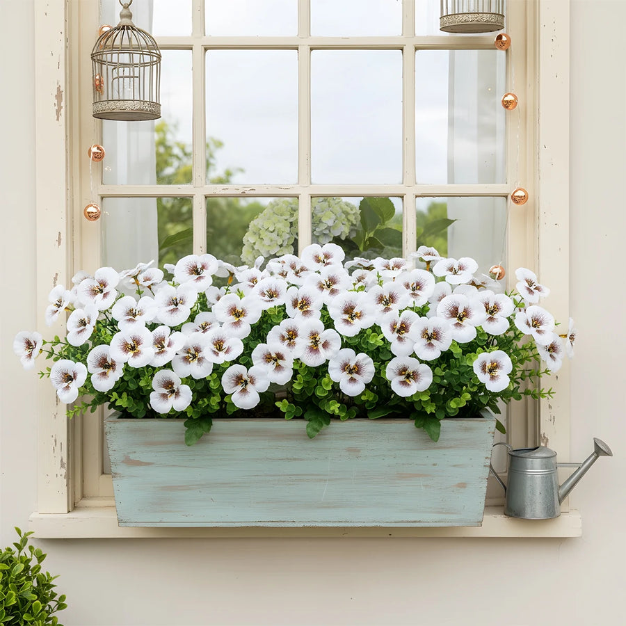 12-Piece Artificial Pansy Flower Bundle Collection