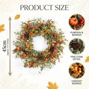 17.7-Inch Pumpkin & Berry Fall Wreath