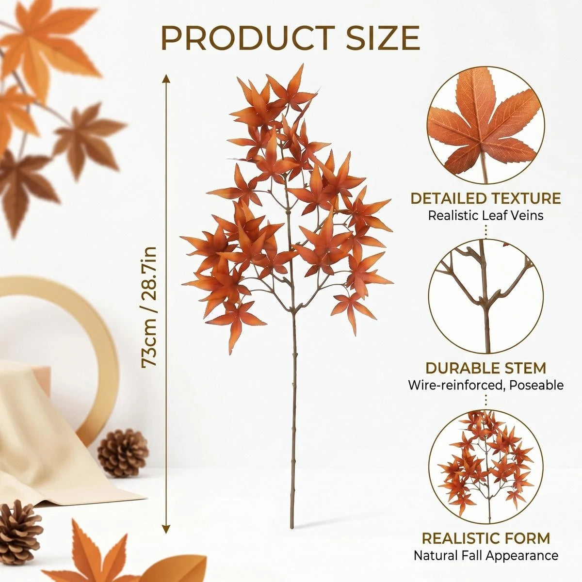 5-Piece Orange Maple Leaf Branch Set