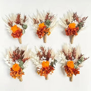 6-Piece Terracotta Fall Wedding Boutonniere Set