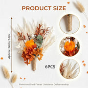 6-Piece Terracotta Fall Wedding Boutonniere Set