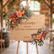 2-Piece Burnt Orange Fall Floral Swag Set