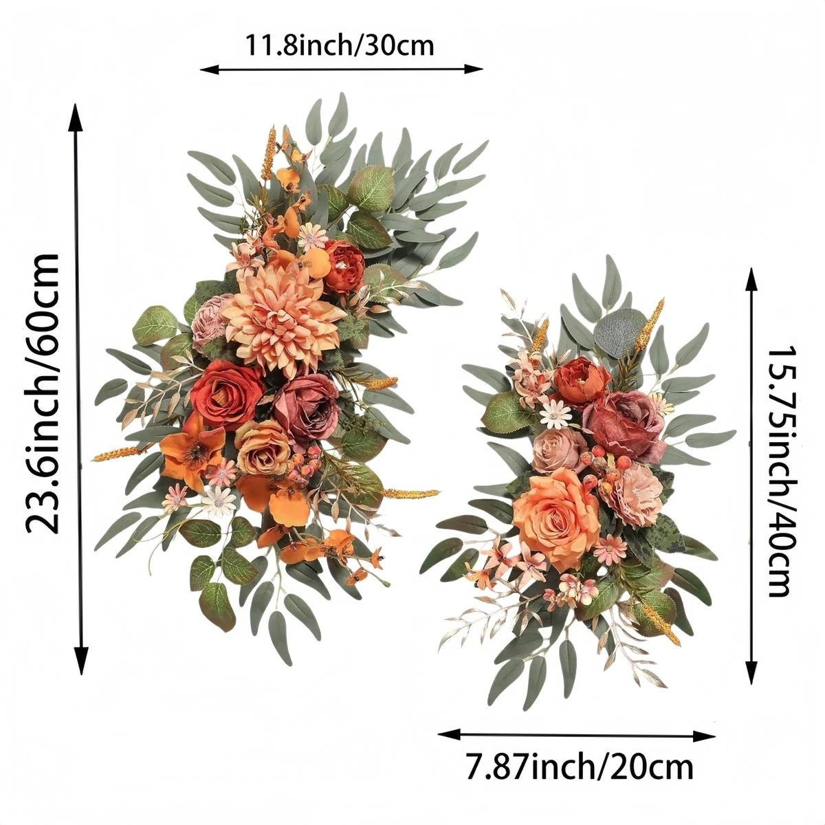 2-Piece Burnt Orange Fall Floral Swag Set