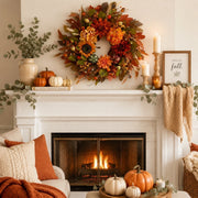 15.7-Inch Sunflower & Dahlia Fall Wreath