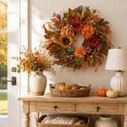 15.7-Inch Sunflower & Dahlia Fall Wreath