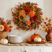 15.7-Inch Sunflower & Dahlia Fall Wreath