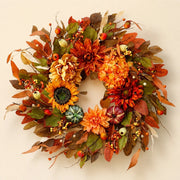 15.7-Inch Sunflower & Dahlia Fall Wreath