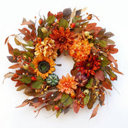 15.7-Inch Sunflower & Dahlia Fall Wreath