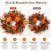 15.7-Inch Sunflower & Dahlia Fall Wreath