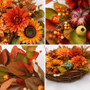 15.7-Inch Sunflower & Dahlia Fall Wreath