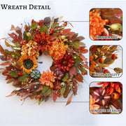 15.7-Inch Sunflower & Dahlia Fall Wreath