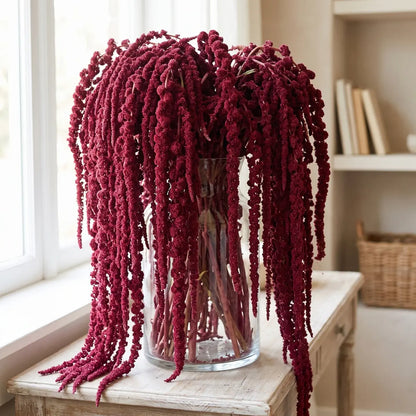 6pcs burgundy faux amaranthus cascading stems hanging display arrangement