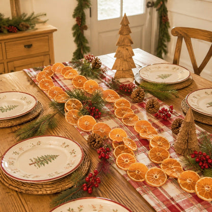 Natural dried orange garland styled on holiday dining table centerpiece – IPOPU
