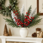35-Piece Flocked Pine & Red Berry Christmas Stem Set