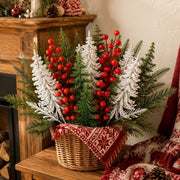 35-Piece Flocked Pine & Red Berry Christmas Stem Set