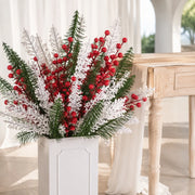 35-Piece Flocked Pine & Red Berry Christmas Stem Set