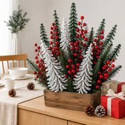 35-Piece Flocked Pine & Red Berry Christmas Stem Set