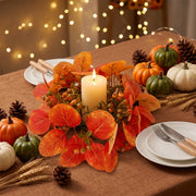 6-Piece Fall Eucalyptus Candle Ring Wreath Set