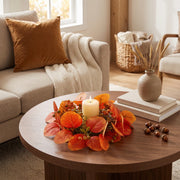 6-Piece Fall Eucalyptus Candle Ring Wreath Set