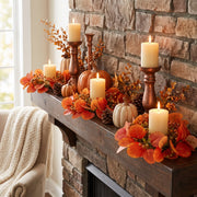 6-Piece Fall Eucalyptus Candle Ring Wreath Set