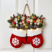 Pre-Lit Christmas Mitten Floral Door Swag