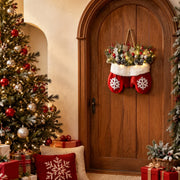 Pre-Lit Christmas Mitten Floral Door Swag