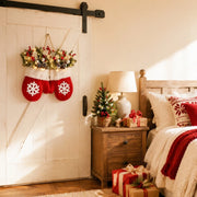 Pre-Lit Christmas Mitten Floral Door Swag