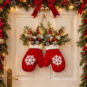 Pre-Lit Christmas Stocking Floral Door Swag