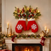 Pre-Lit Christmas Stocking Floral Door Swag