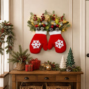 Pre-Lit Christmas Stocking Floral Door Swag