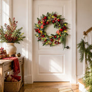 Pre-Lit Red & White Christmas Wreath