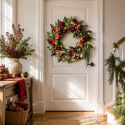 Pre-Lit Red & White Christmas Wreath