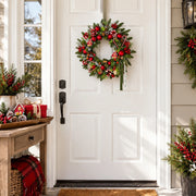 Pre-Lit Red & White Christmas Wreath