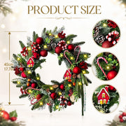 Pre-Lit Red & White Christmas Wreath