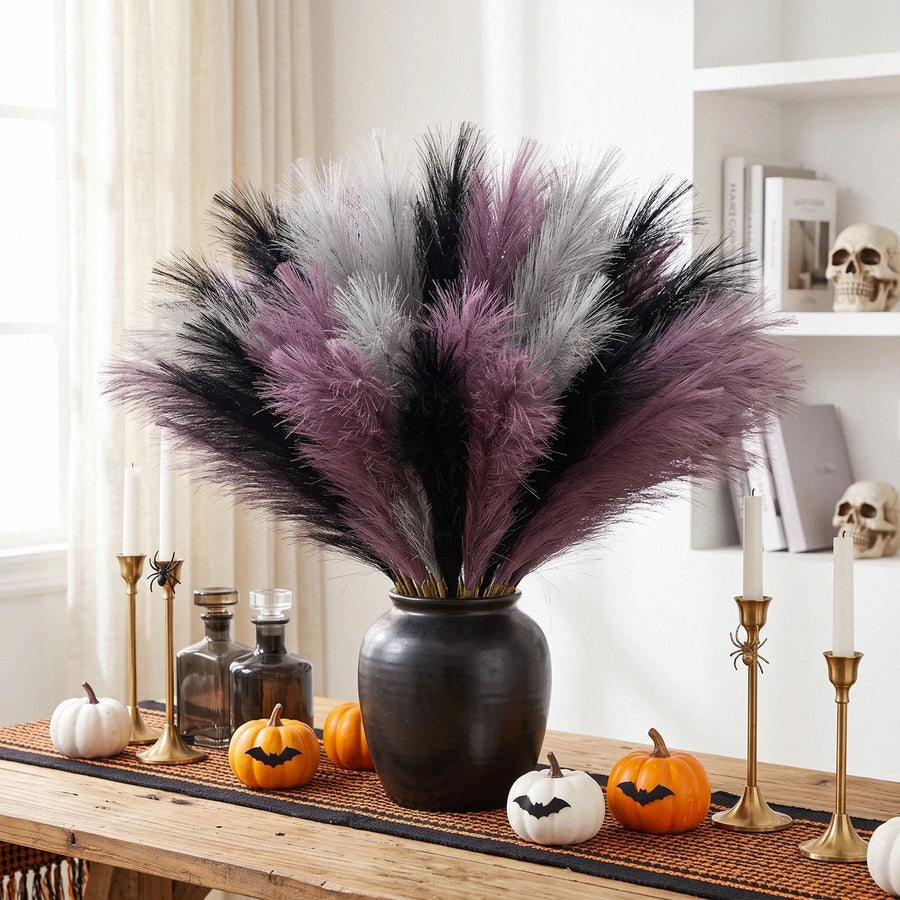 30-Piece Black & Gray Faux Pampas Grass Set