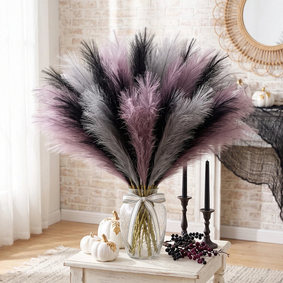 30-Piece Black & Gray Faux Pampas Grass Set