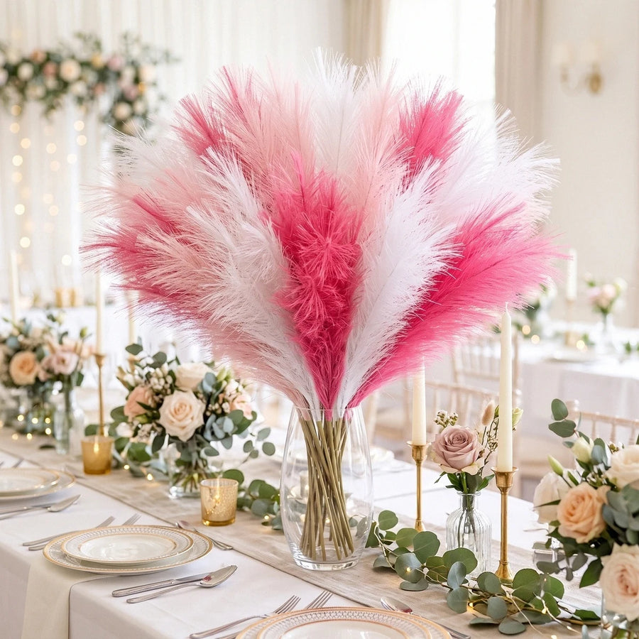 30-Piece Pink & White Faux Pampas Grass Set