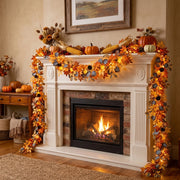 5.9FT Pre-Lit Maple Leaf & Pumpkin Fall Garland