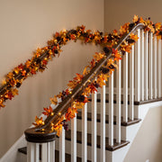 5.9FT Pre-Lit Maple Leaf & Pumpkin Fall Garland