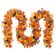 5.9FT Pre-Lit Maple Leaf & Pumpkin Fall Garland