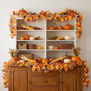 5.9FT Pre-Lit Maple Leaf & Pumpkin Fall Garland