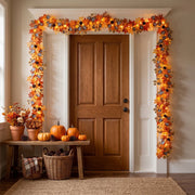 5.9FT Pre-Lit Maple Leaf & Pumpkin Fall Garland