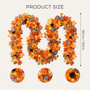 5.9FT Pre-Lit Maple Leaf & Pumpkin Fall Garland
