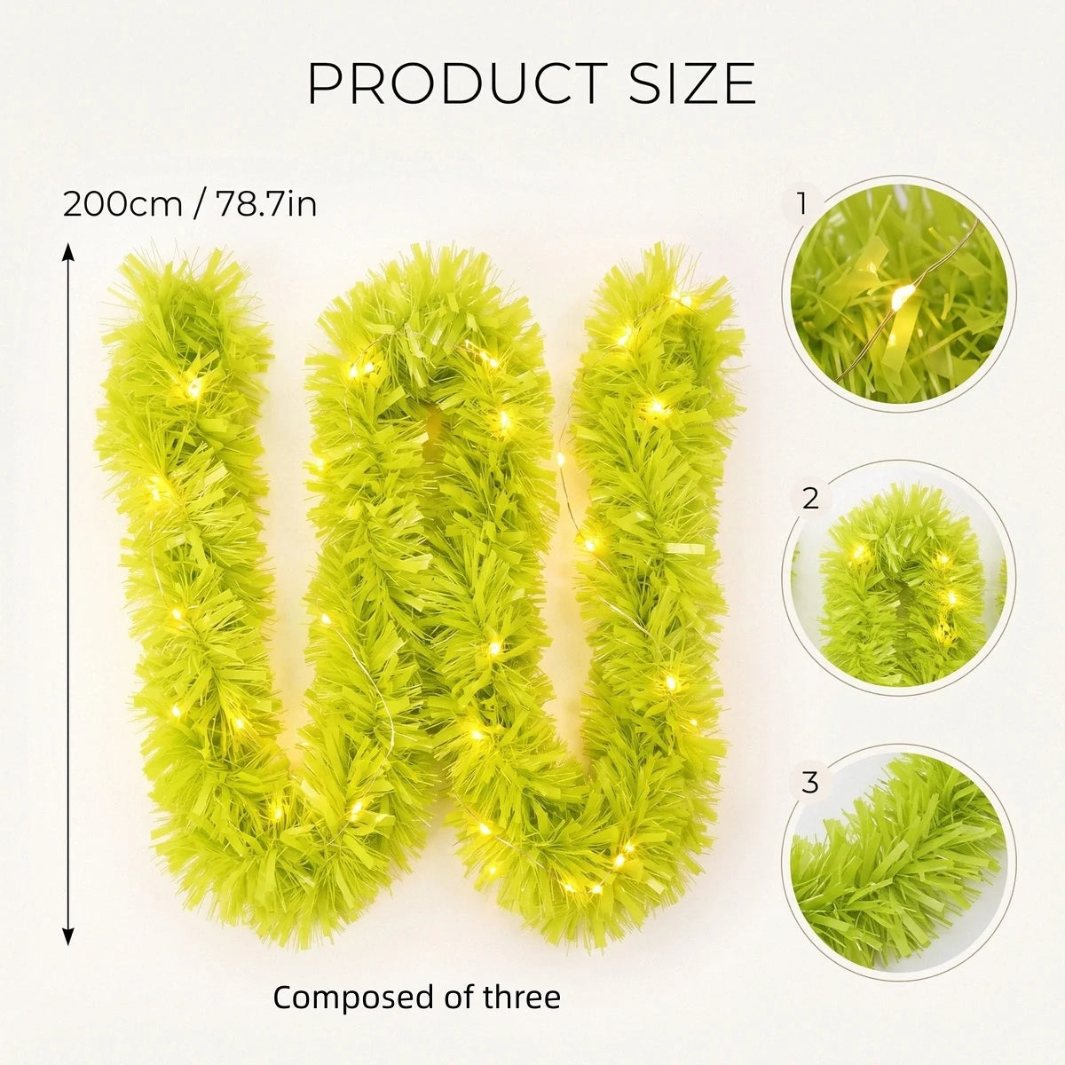 19.7FT Pre-Lit Lime Green Faux Fur Christmas Garland