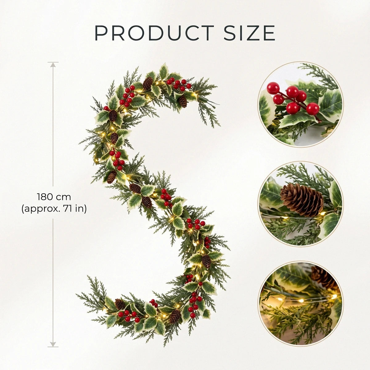 5.9FT Pre-Lit Christmas Greenery Garlands