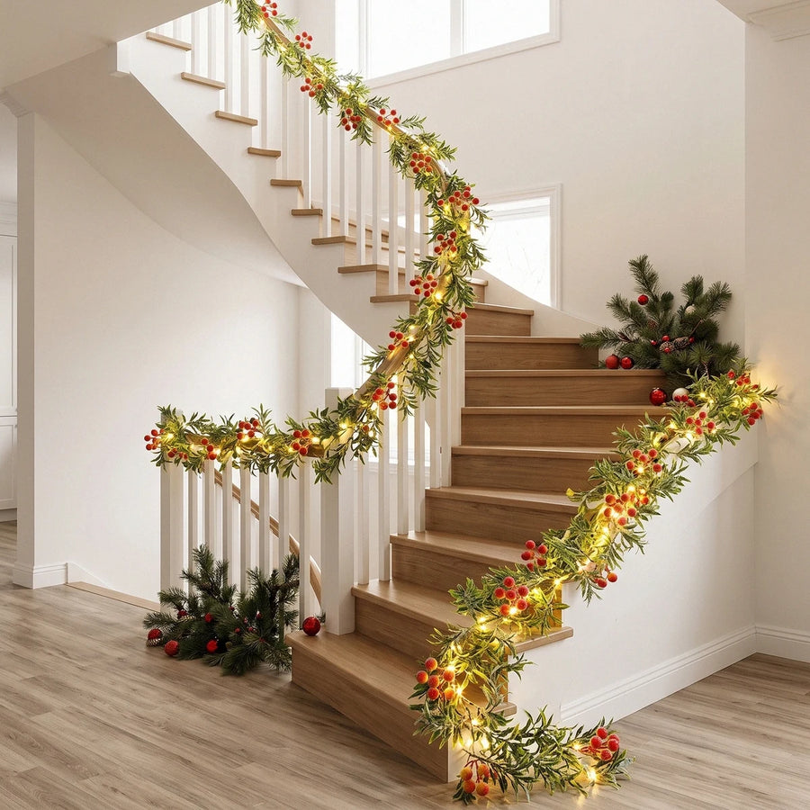 5.9FT Pre-Lit Snowy Berry Christmas Garland