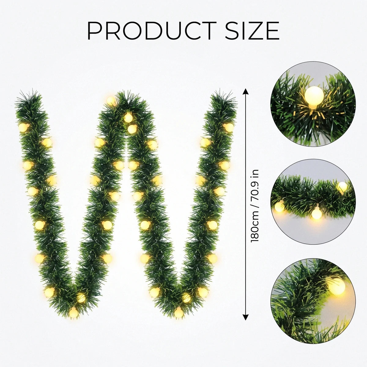 9.8FT Pre-Lit Pine Christmas Garland