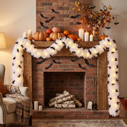 19.7FT Pre-Lit Halloween Bat Tinsel Garland